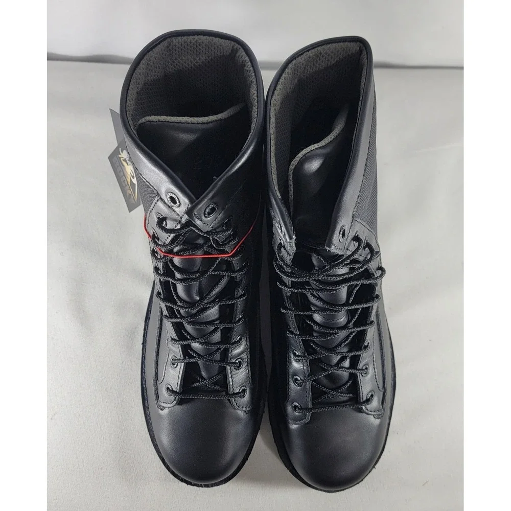 Rocky Men's Black Leather Portland Lace-up‎ Waterproof Combat Boots Vibram Soles